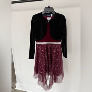 Place Rich Burgundy Velvet Dress + black Velet by The Children place.